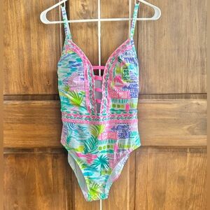 NWT Size 4 Lilly Pulitzer Nolet One Piece Swimsuit in Private Island Print